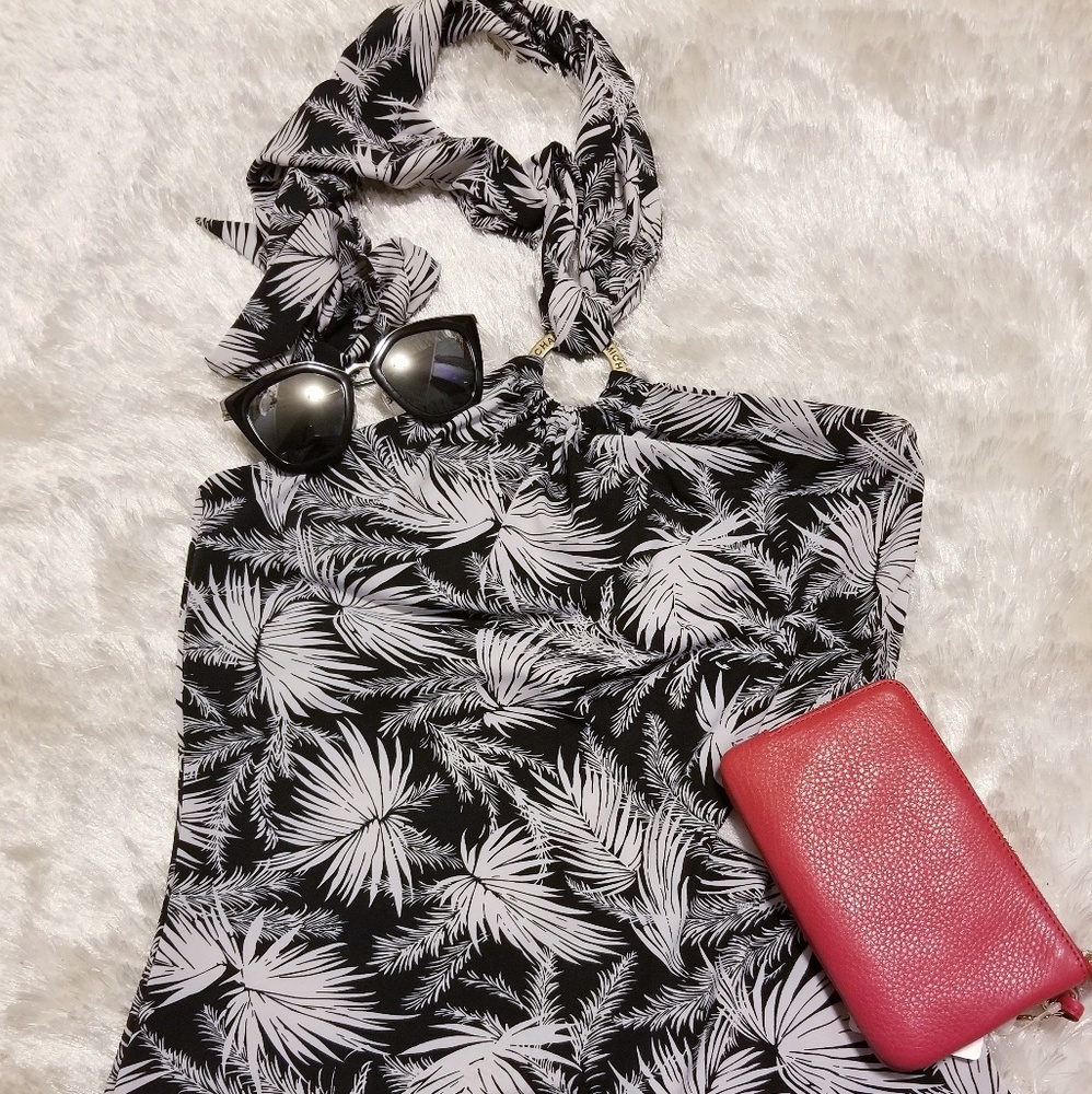 Michael Kors black and white halter top